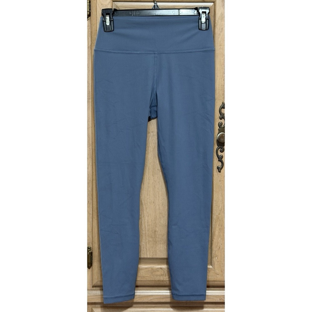 Athleta Transcend High Rise Rib 7/8 Tight Leggings‎ Size XS Blue Ribbed Workout